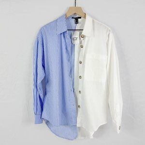 Forever 21 Blue and White Striped Button Down Shirt